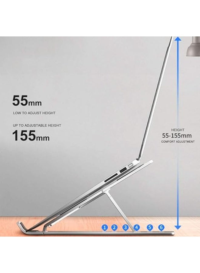 Aluminum laptop stand, foldable and adjustable, compatible with MacBook Air Pro, HP, Lenovo, Dell and other laptops and tablets from 10 to 15.6 inches (silver color) - Image 5